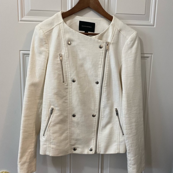 Banana Republic cream textured moto jacket - Picture 2 of 4